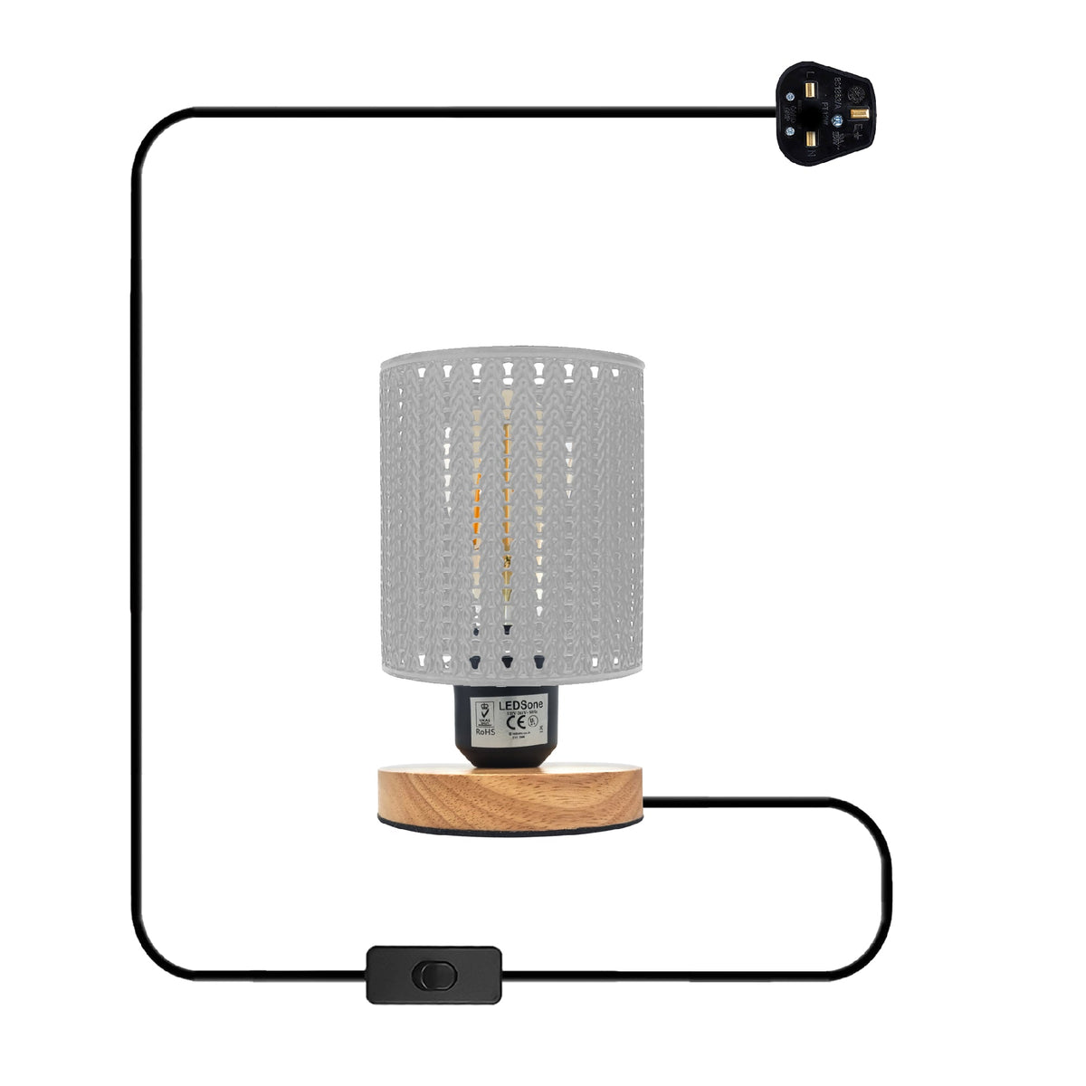 Metal Wire Cage Table Lamp Wooden Base E27 ~5358-11