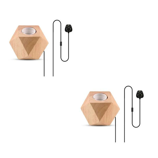 Nordic Wood Table Lamp Base E27 Plug In with Switch~4557-15