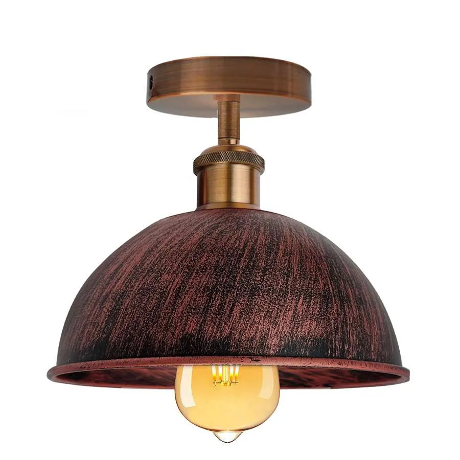 Vintage Industrial Flush Mount Ceiling Light Metal Dome E27 Fitting ~5111-6