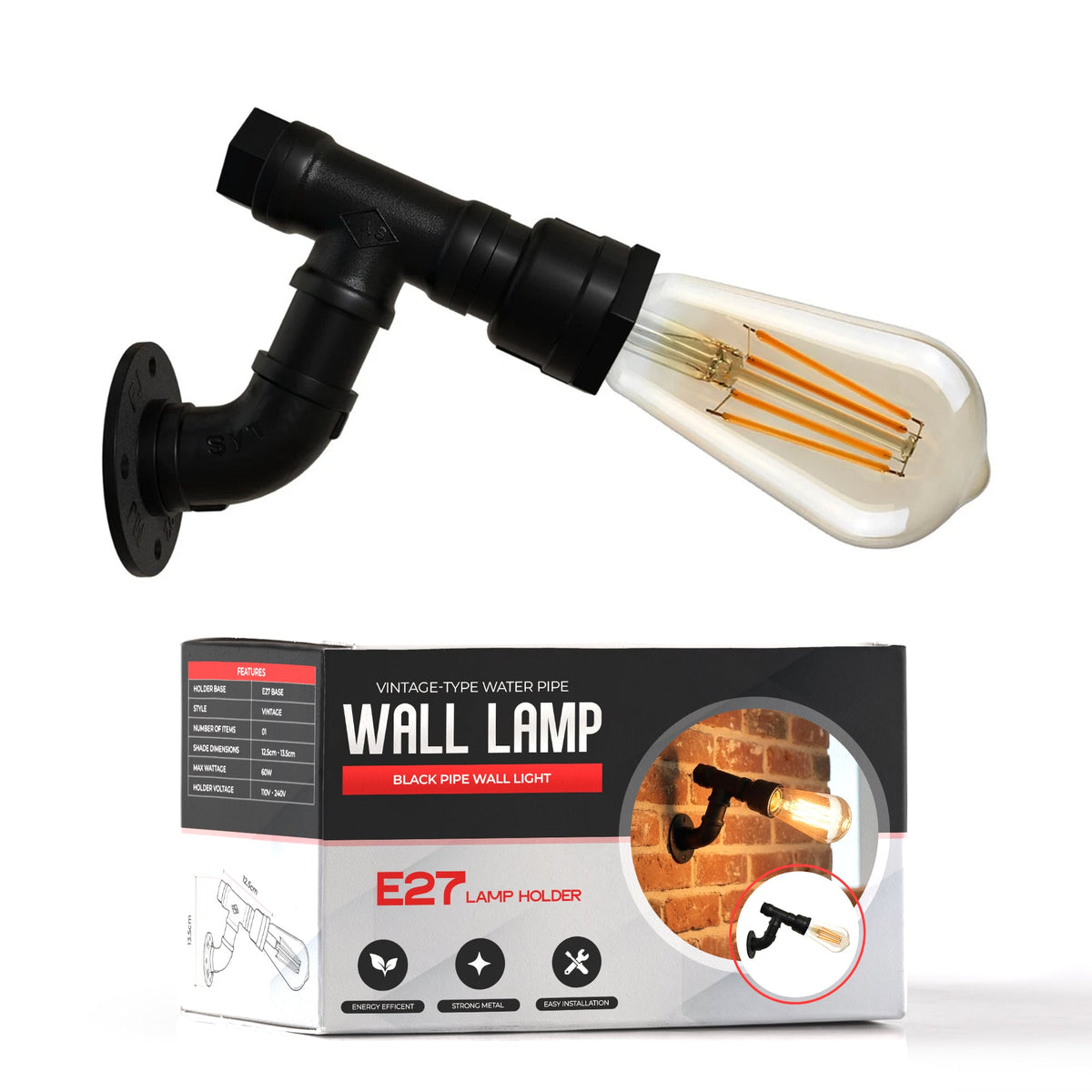 Industrial Metal Rustic Twin Waterpipe Wall Light ~5534-5