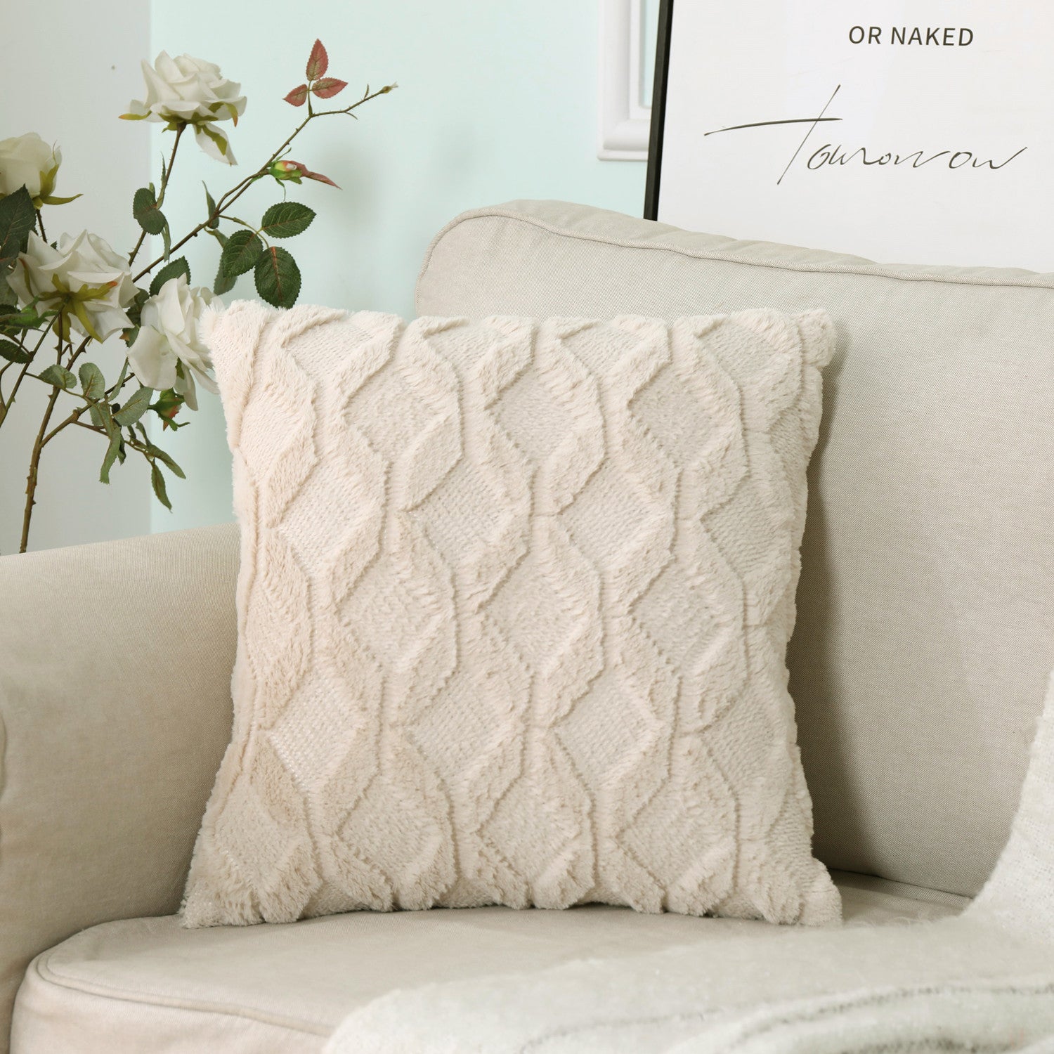 Super Soft Fluffy Plush Cushion Cover 18x18"-11