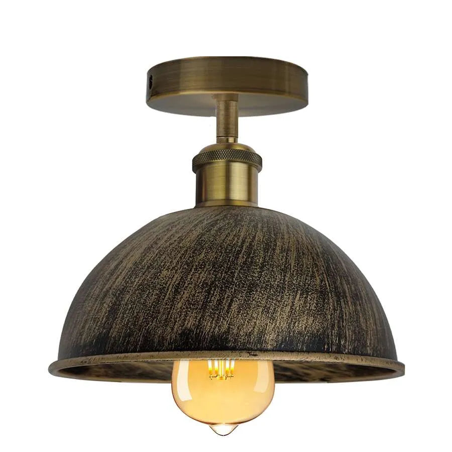 Vintage Industrial Flush Mount Ceiling Light Metal Dome E27 Fitting ~5111-7