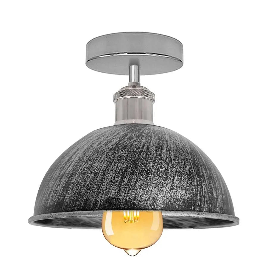 Vintage Industrial Flush Mount Ceiling Light Metal Dome E27 Fitting ~5111-8
