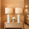 24 Inch Ceramic Table Lamp Set White-0