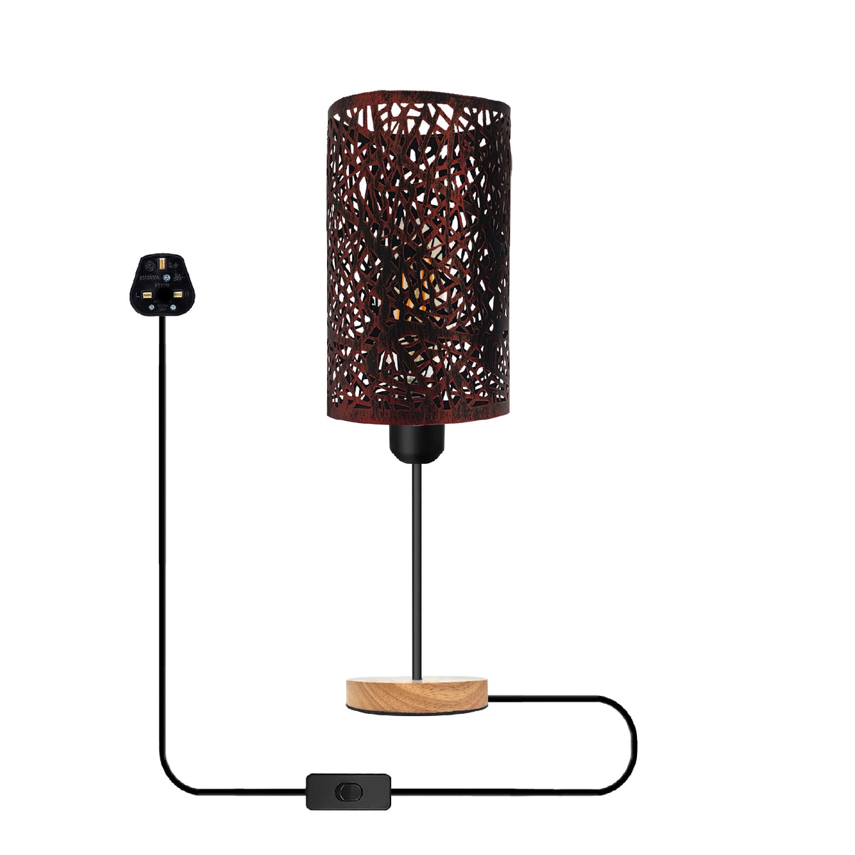Metal Wire Cage Table Lamp Wooden Base E27~5355-3