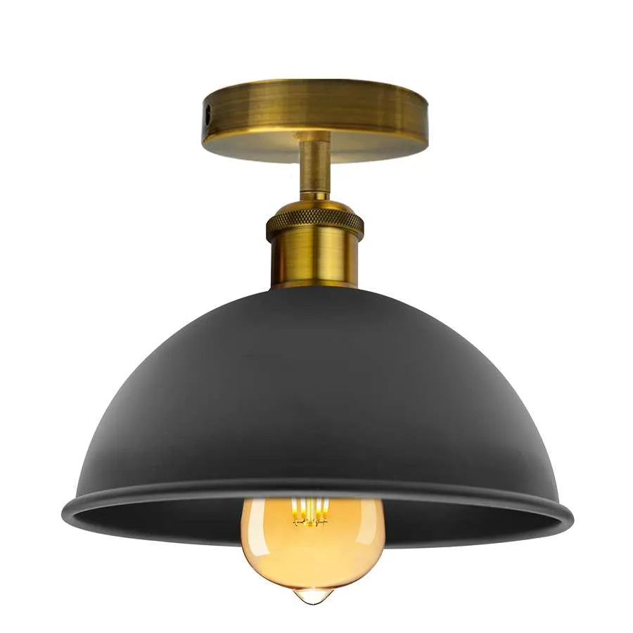 Vintage Industrial Flush Mount Ceiling Light Metal Dome E27 Fitting ~5111-9