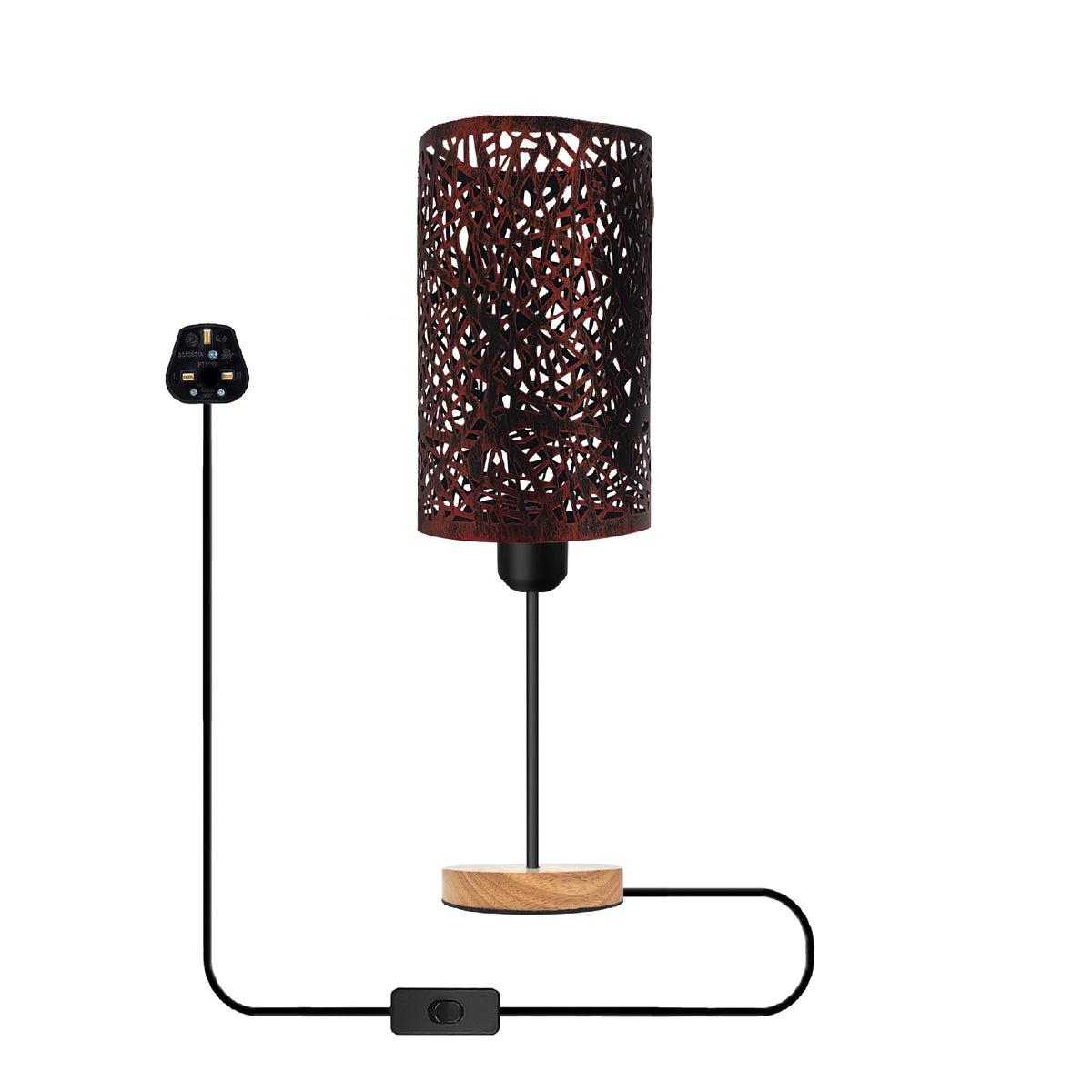 Metal Wire Cage Table Lamp Wooden Base E27~5355-8