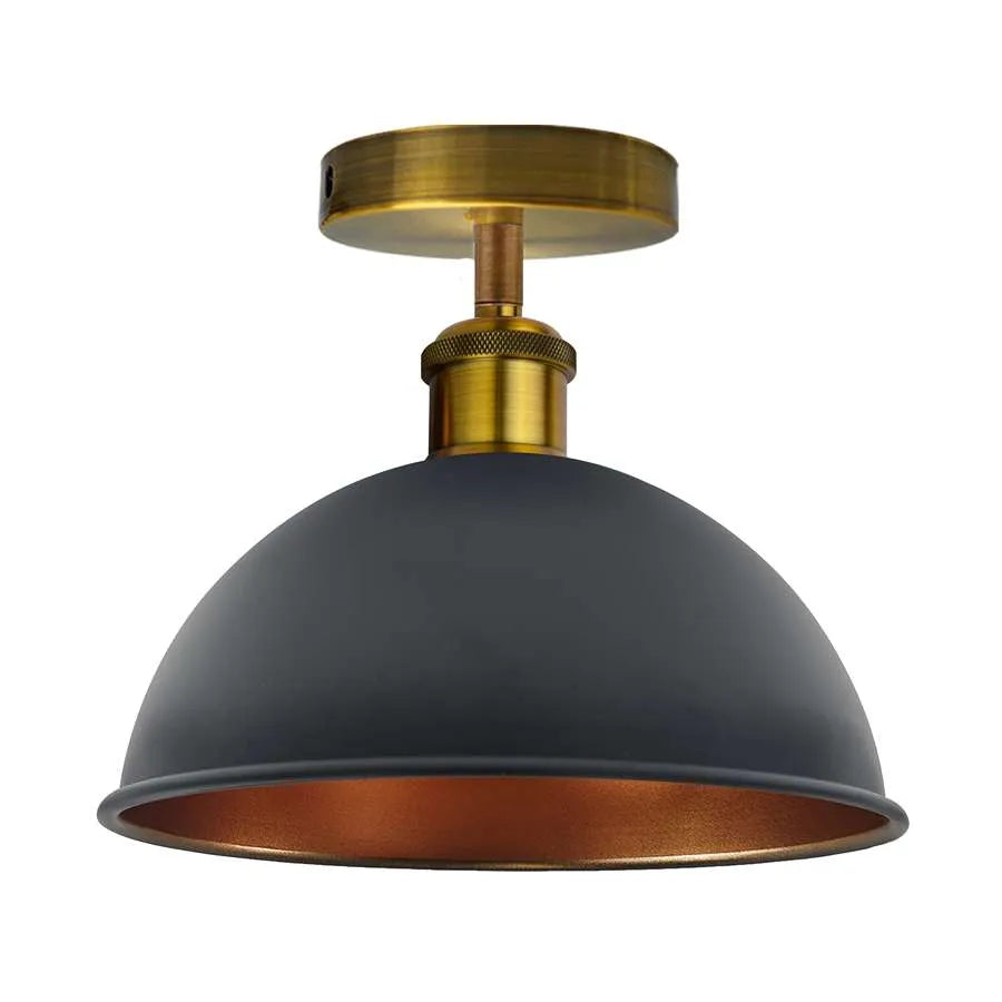 Vintage Industrial Flush Mount Ceiling Light Metal Dome E27 Fitting ~5111-11