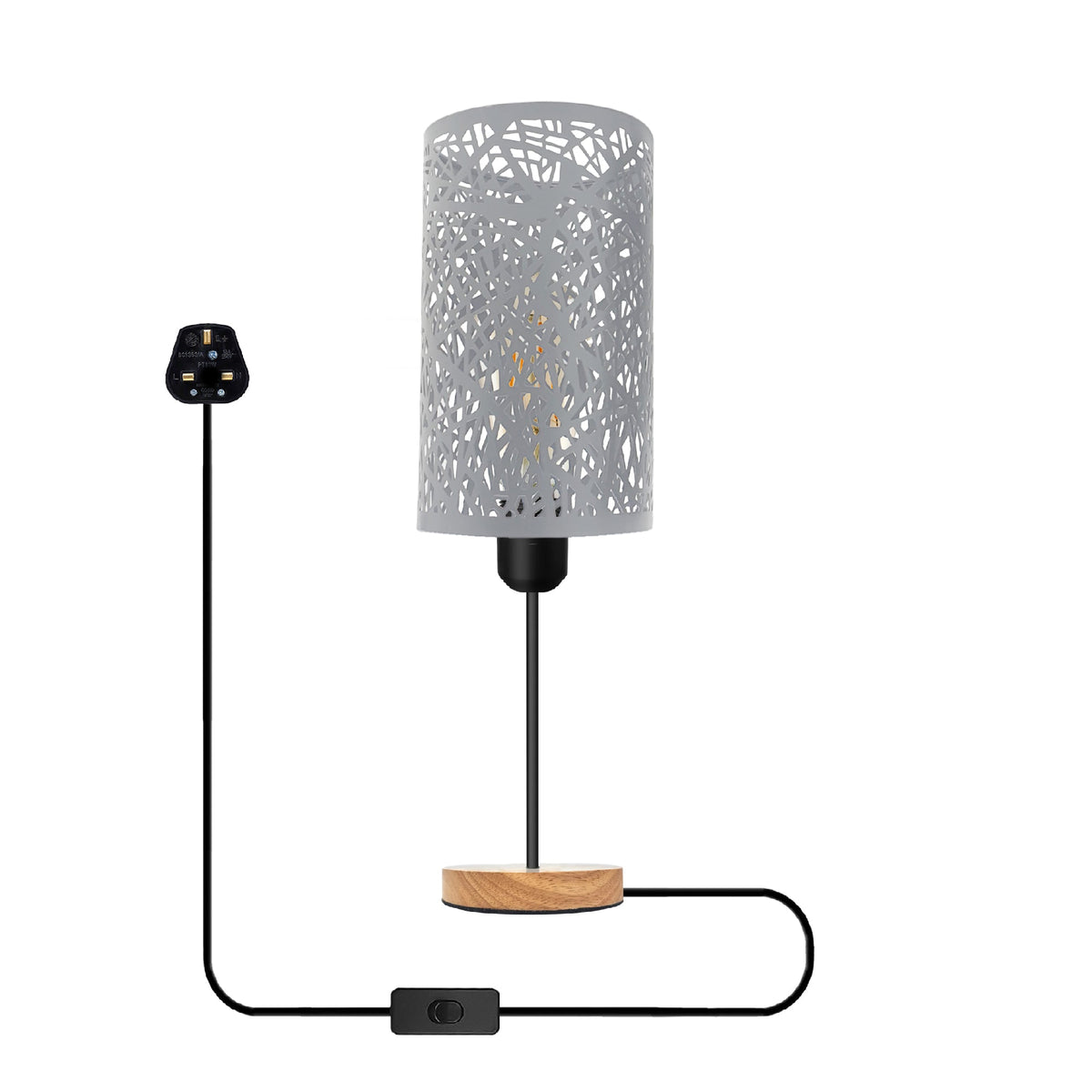 Metal Wire Cage Table Lamp Wooden Base E27~5355-5