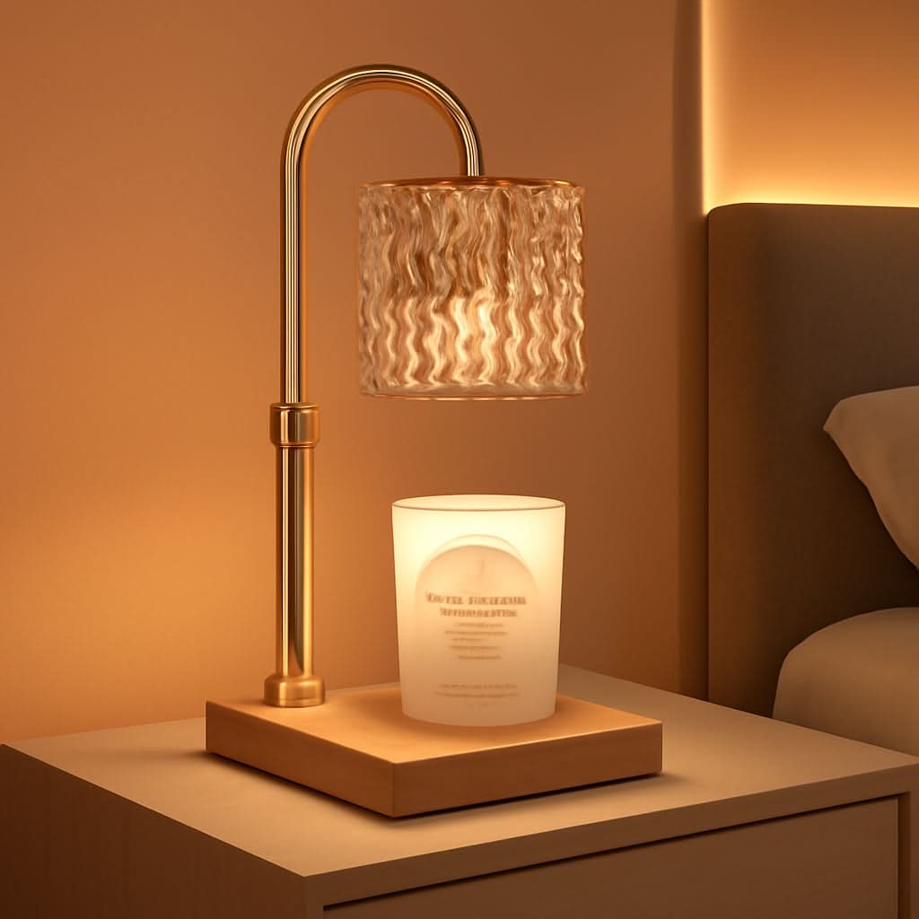 Candle Warmer Lamp With Programmable Timer Amber Glass-0