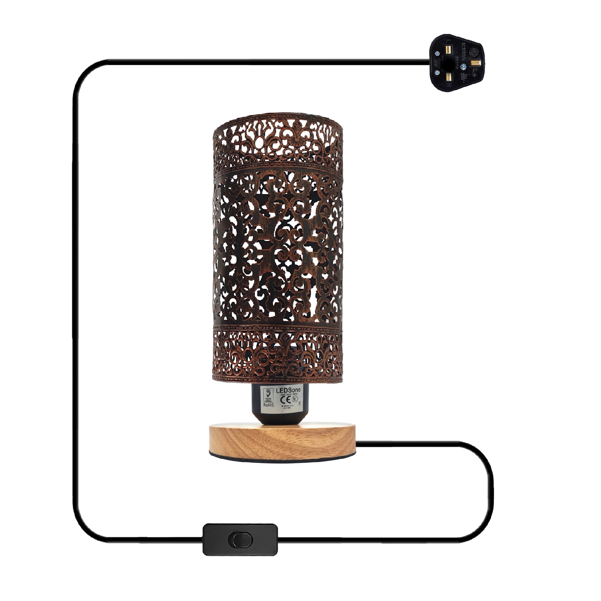 Wooden Base Bedside Table Lamp E27~5357-11