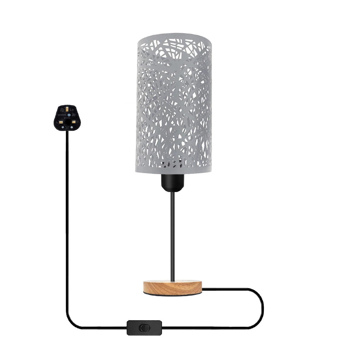 Metal Wire Cage Table Lamp Wooden Base E27~5355-6