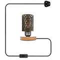 Pretty Table Lamp Retro Metal Cage with Wood Base E27~5356-5