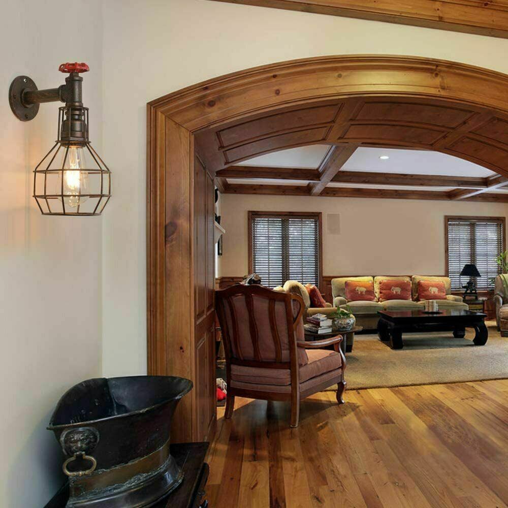 Brushed Copper Modern Industrial Retro Vintage Style Pipe Cage Wall Light Wall Lamp Fixture~1117-4