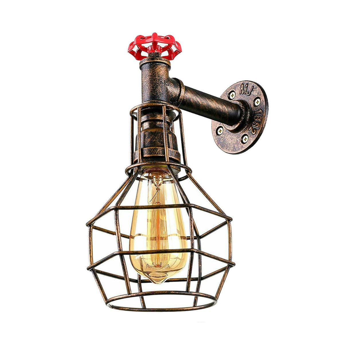 Brushed Copper Modern Industrial Retro Vintage Style Pipe Cage Wall Light Wall Lamp Fixture~1117-5