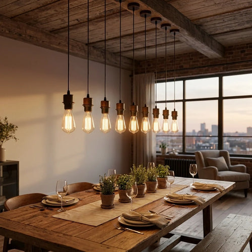 10Pack Brushed Copper Pendant Light,E27 Lamp Holder Hanging Light,PVC Cable~4254-0