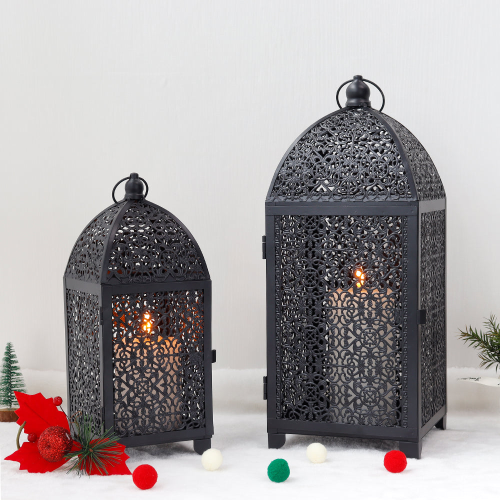 12''&16.5'' High Vintage Hanging Decorative Candle Lantern(Set of 2)-3