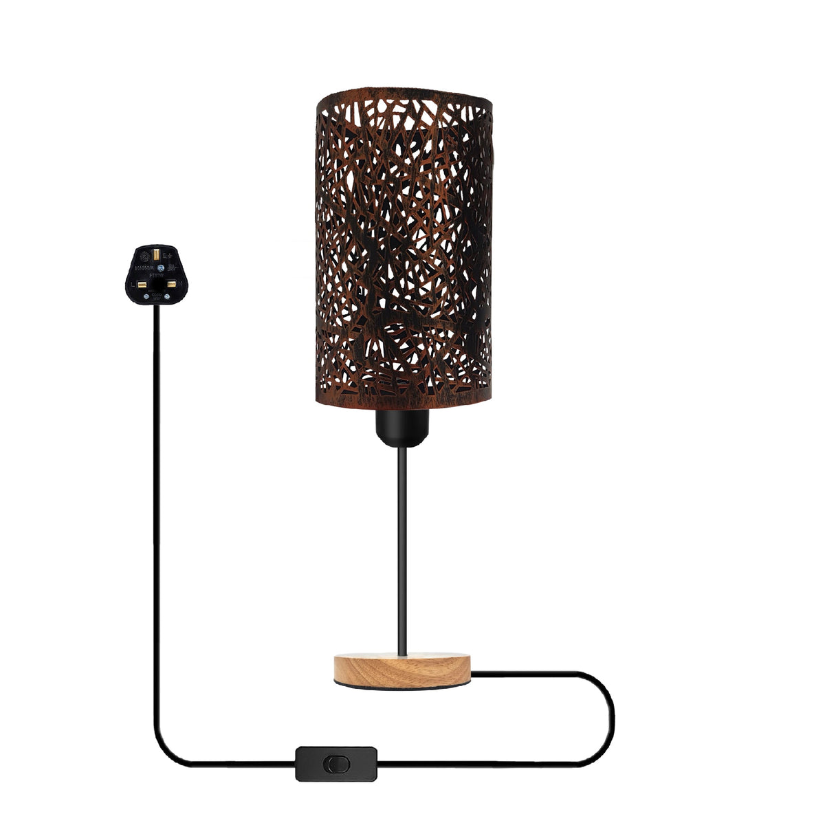 Metal Wire Cage Table Lamp Wooden Base E27~5355-7