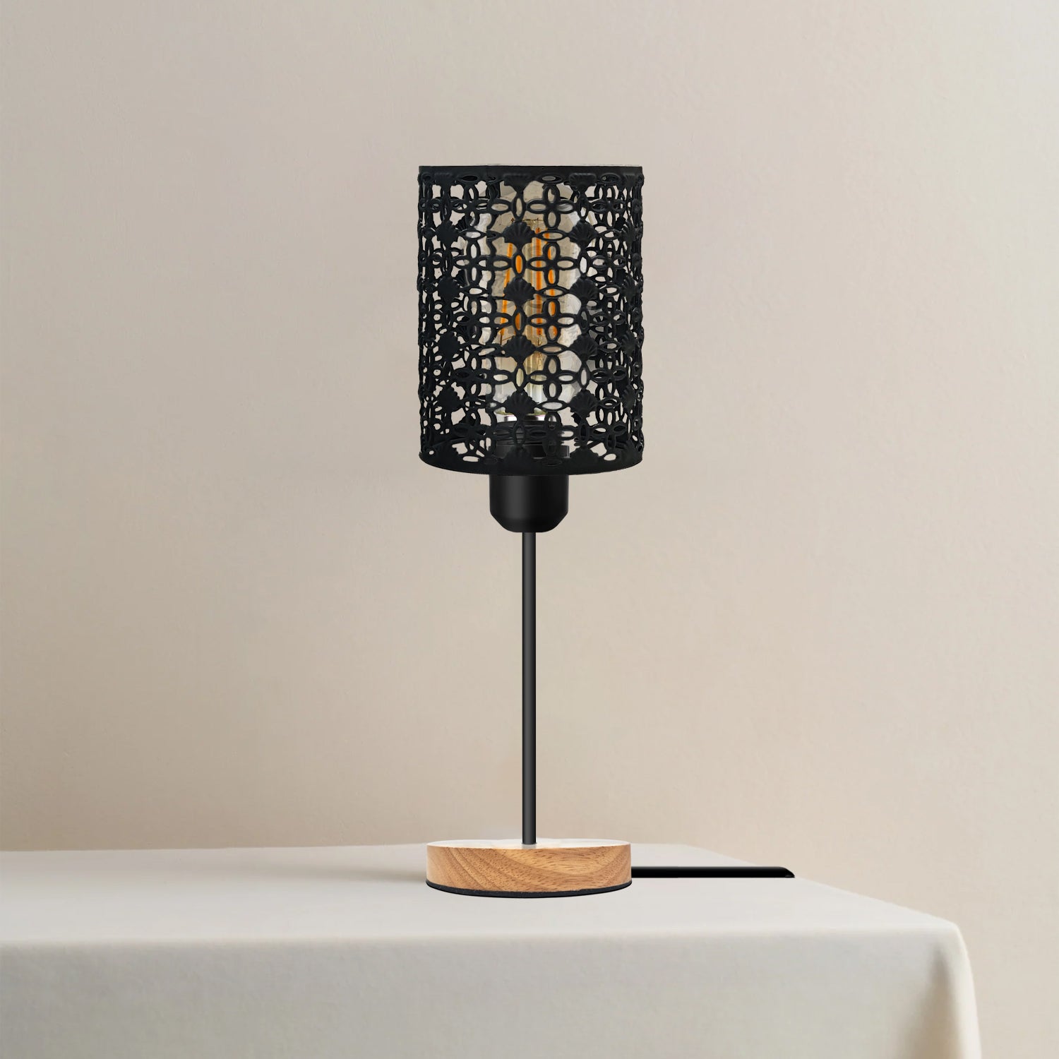 Wooden Stand Bedside Table Lamp-E27 On/Off Switch~5307-0