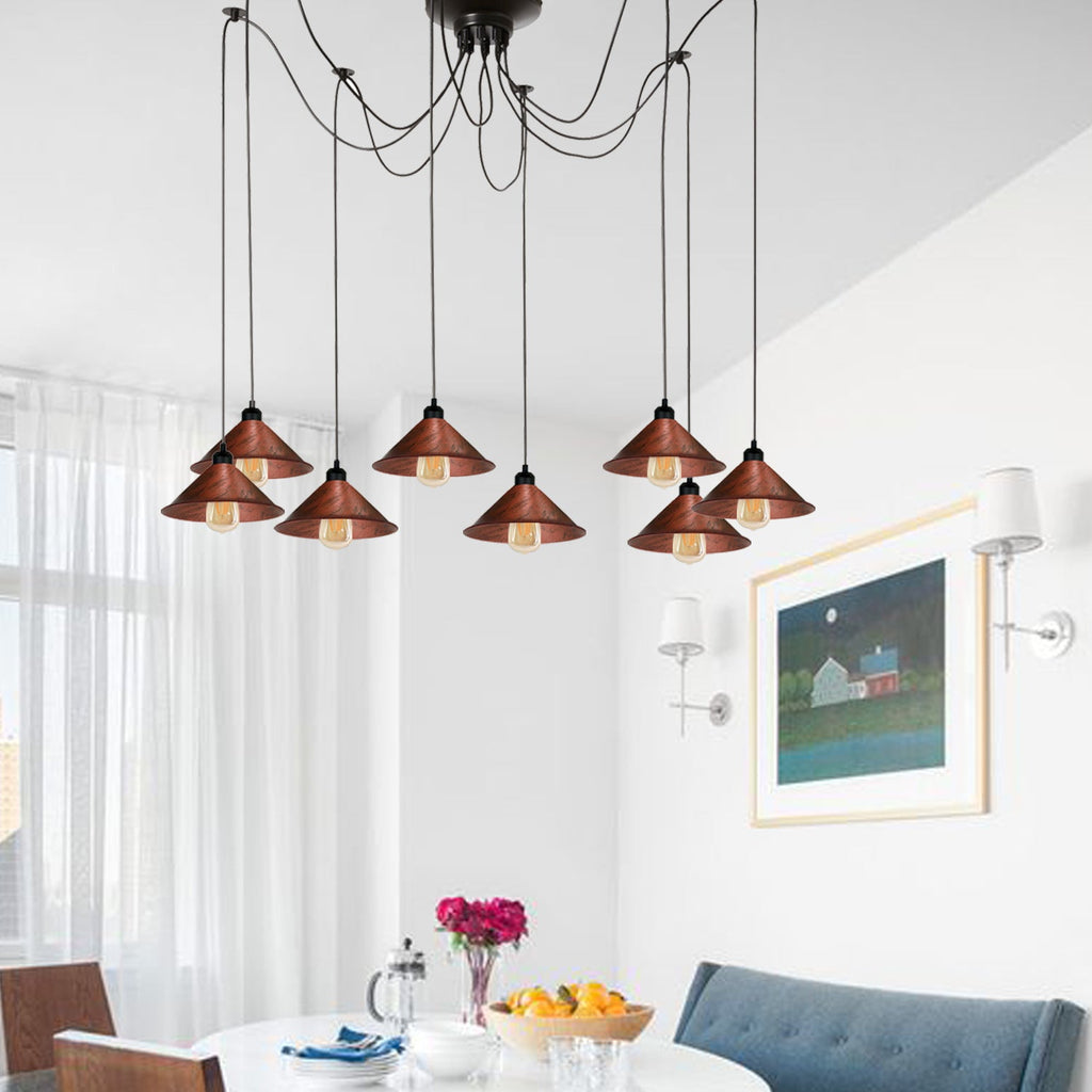 8 Head Spider Light Industrial Pulley Pendant E27 Retro Ceiling Rose~1000-2