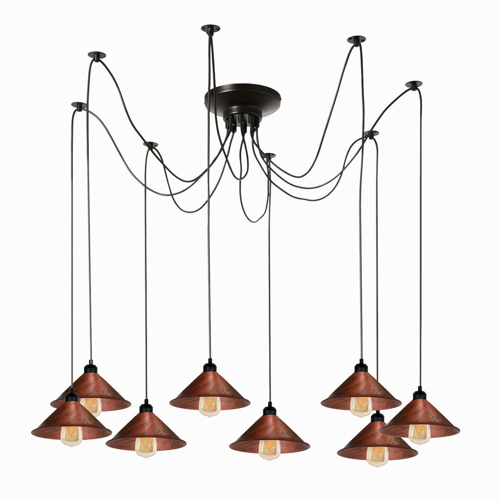 8 Head Spider Light Industrial Pulley Pendant E27 Retro Ceiling Rose~1000-0