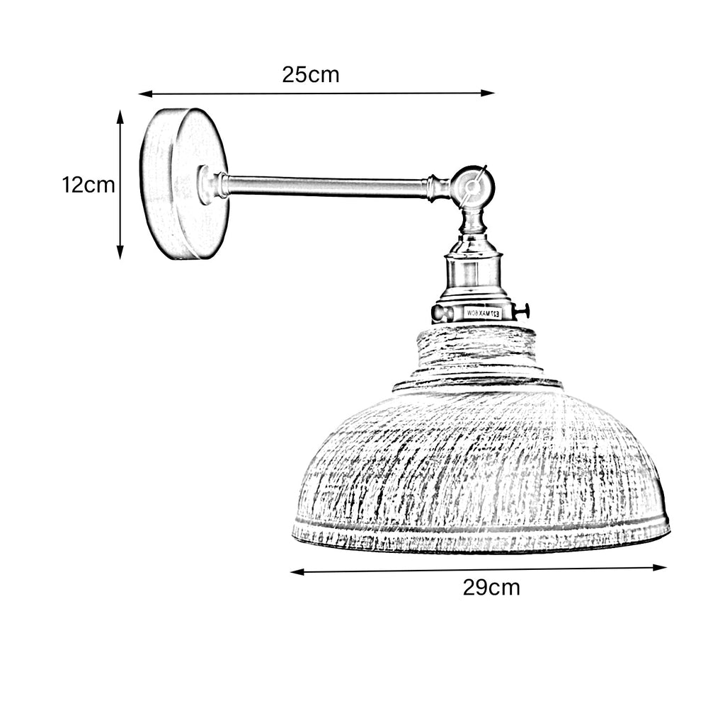 Brushed Silver Metal Curvy Brushed Industrial Wall Mounted Wall Lamp Light~3460