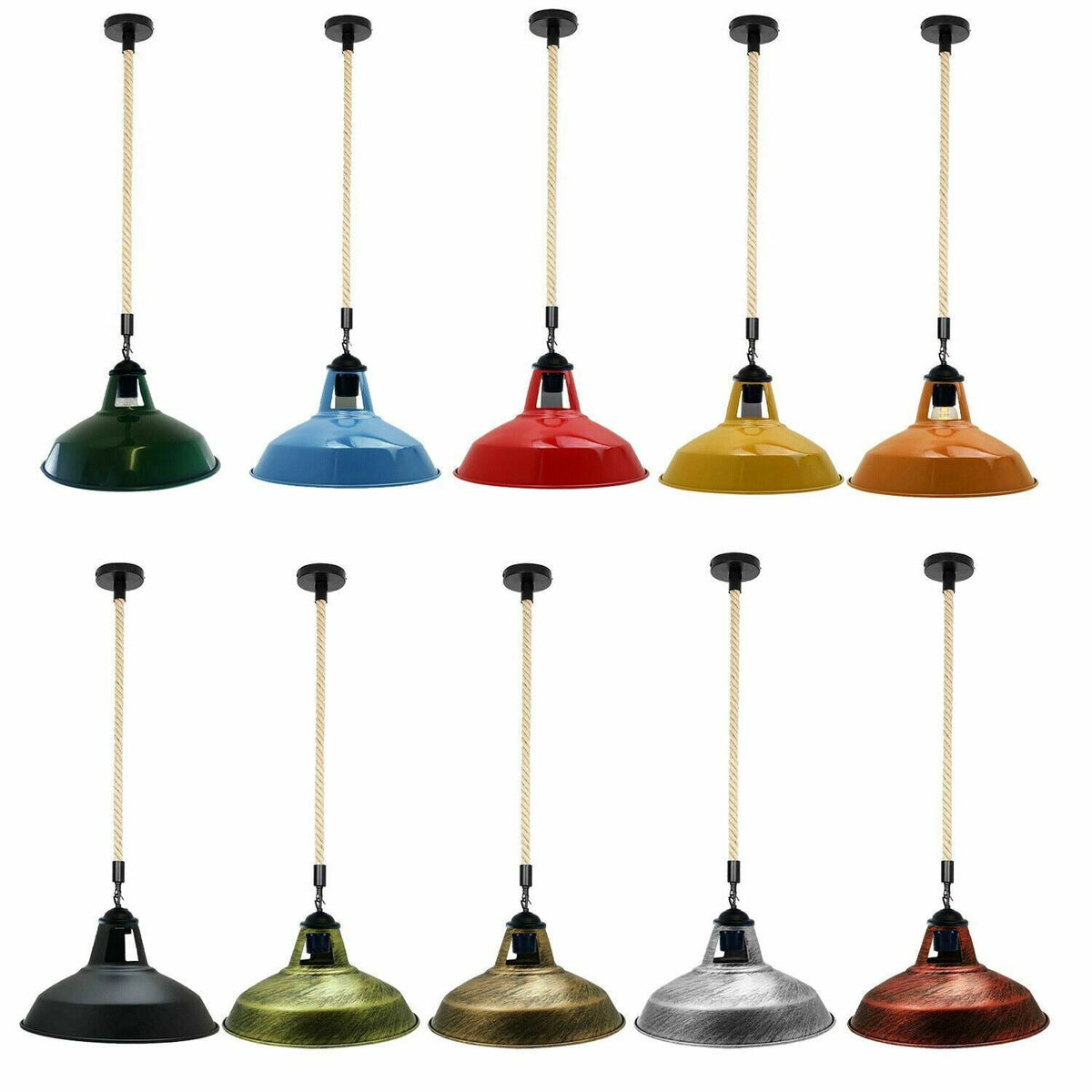Hemp Rope Hanging Light - E27 Edison Base ~3889-2