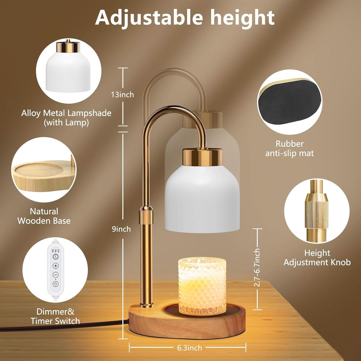 Adjustable Candle Warmer Lamp With Programmable Dimmer-2
