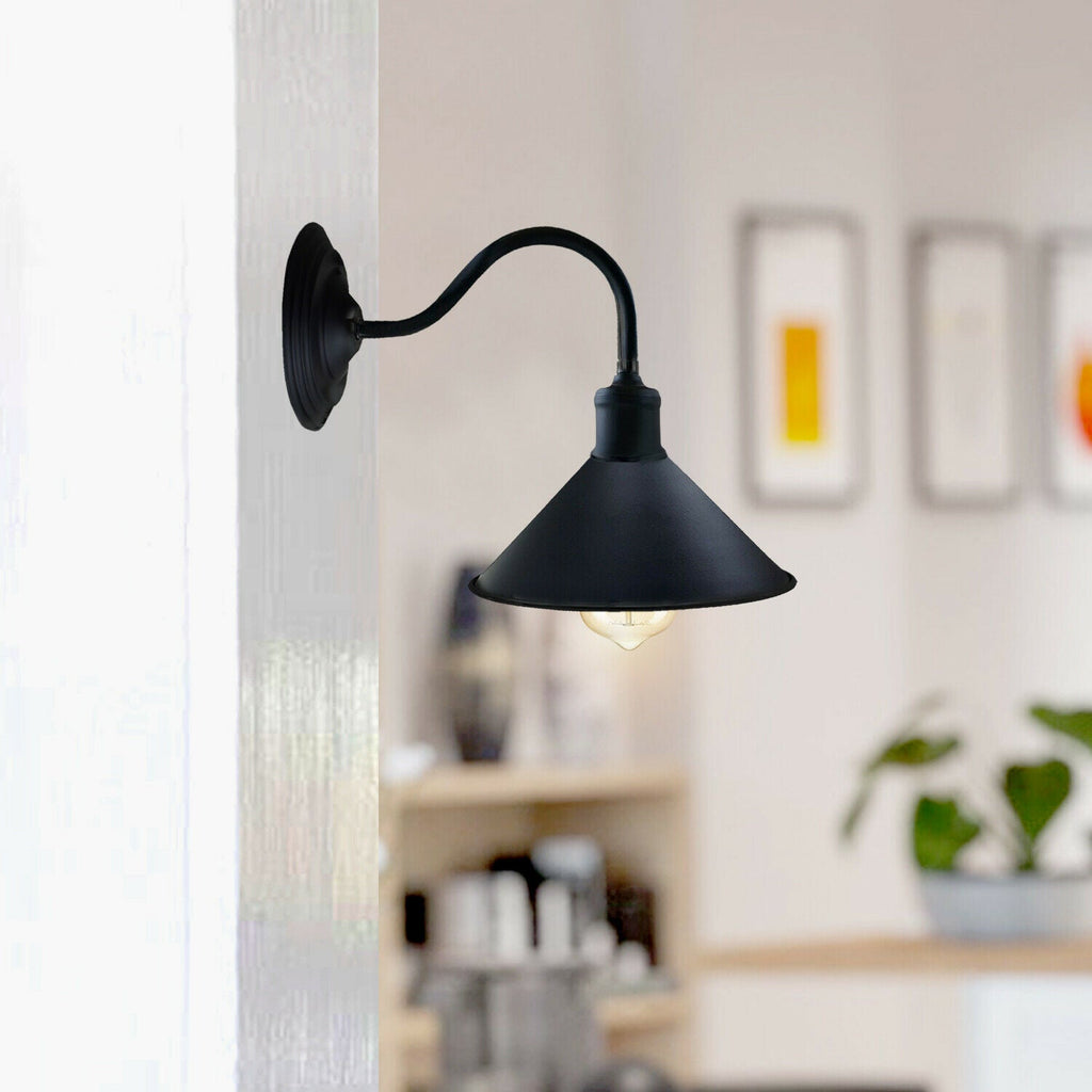 Industrial Swan Neck Wall Light Curved Arm Cone Fitting ~5575-2