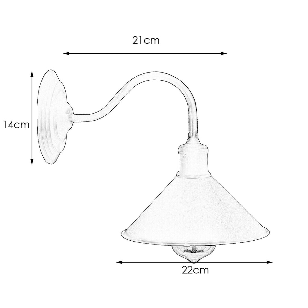 Industrial Swan Neck Wall Light Curved Arm Cone Fitting ~5575-4