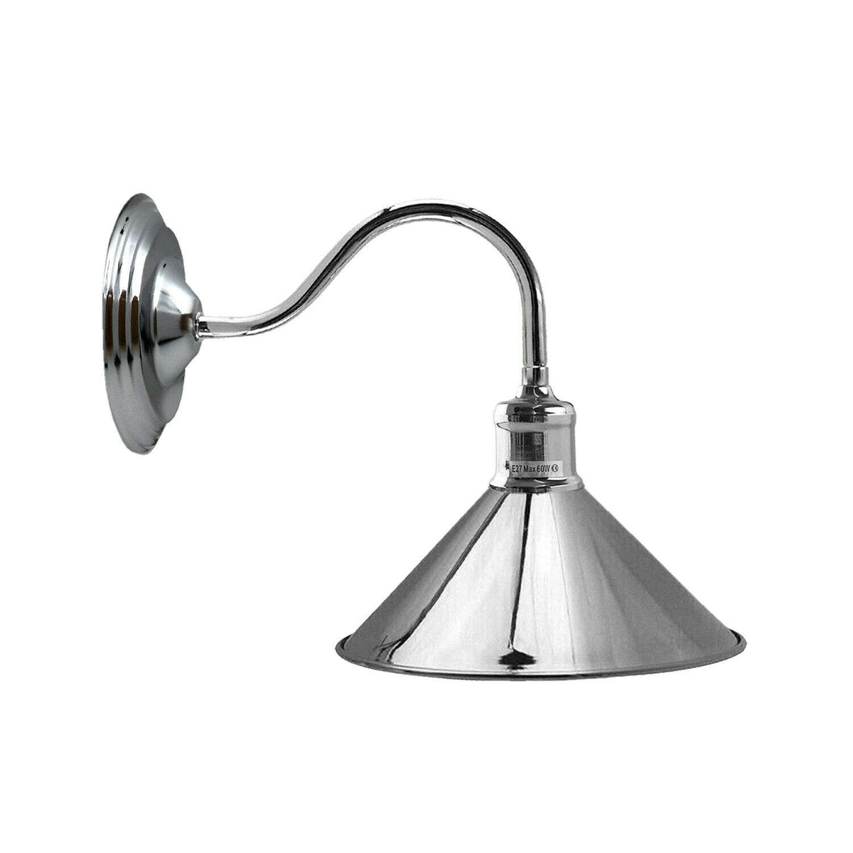 Industrial Swan Neck Wall Light Curved Arm Cone Fitting ~5575-12