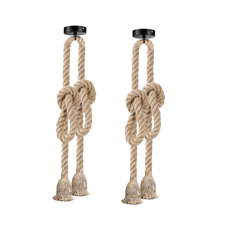 Double Head Hemp Rope Pendant Light 2m Vintage Nautical 2 Light Fitting ~4736-6