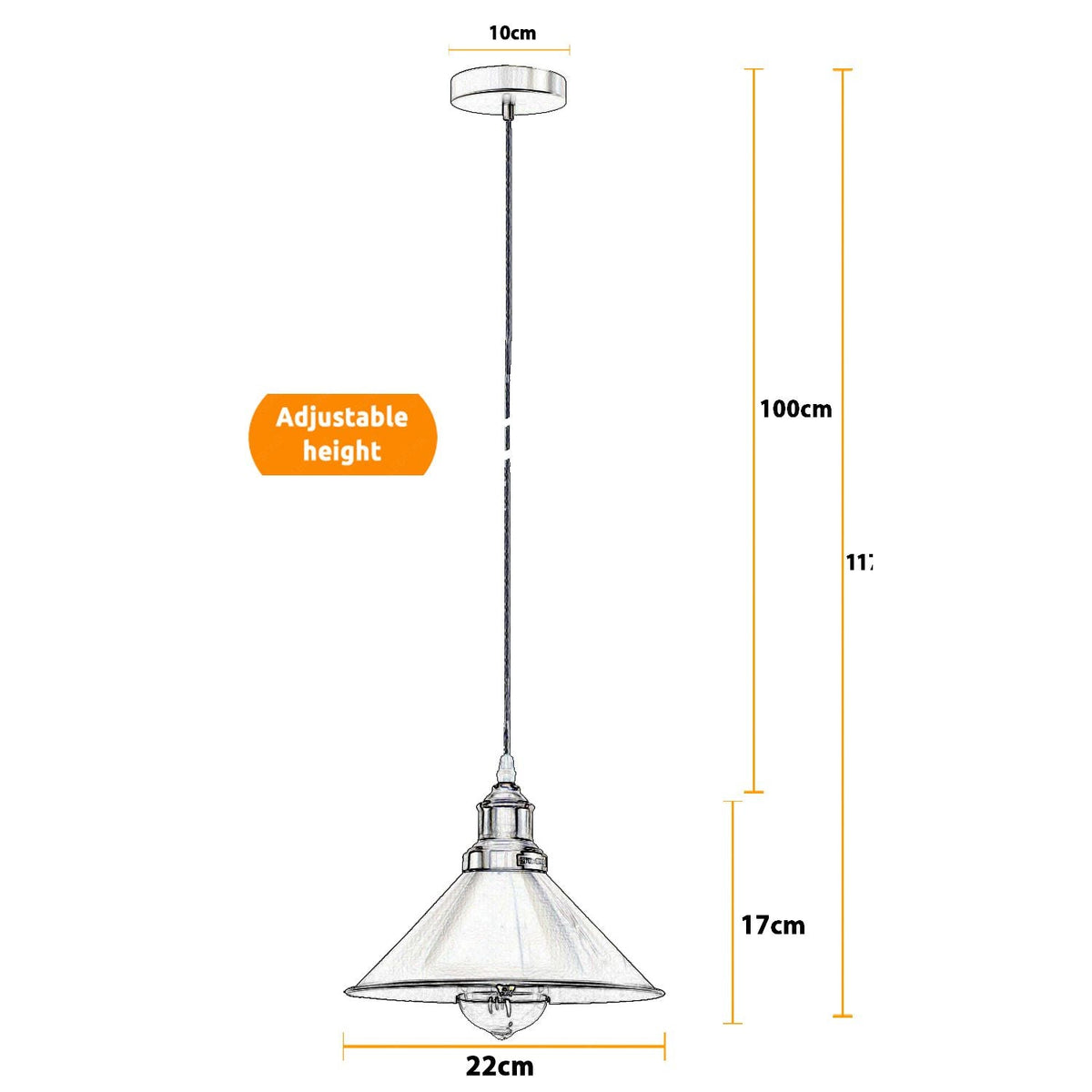 Industrial Vintage single ceiling Pendant Lighting Metal cone Yellow Brass Lampshade E27 UK Holder~3814-3