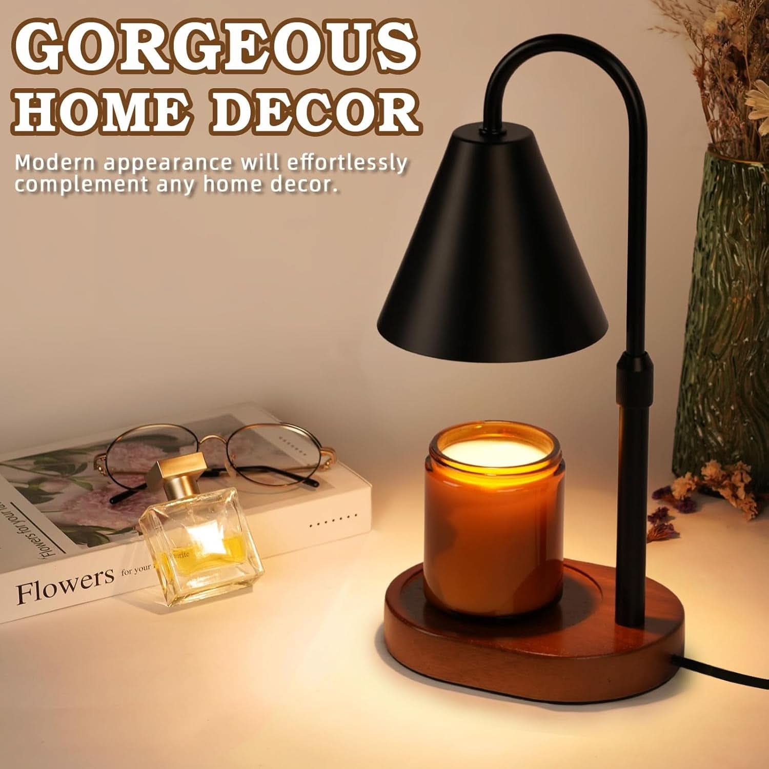 Black Candle Warmer Lamp Featuring Programmable Timer-1