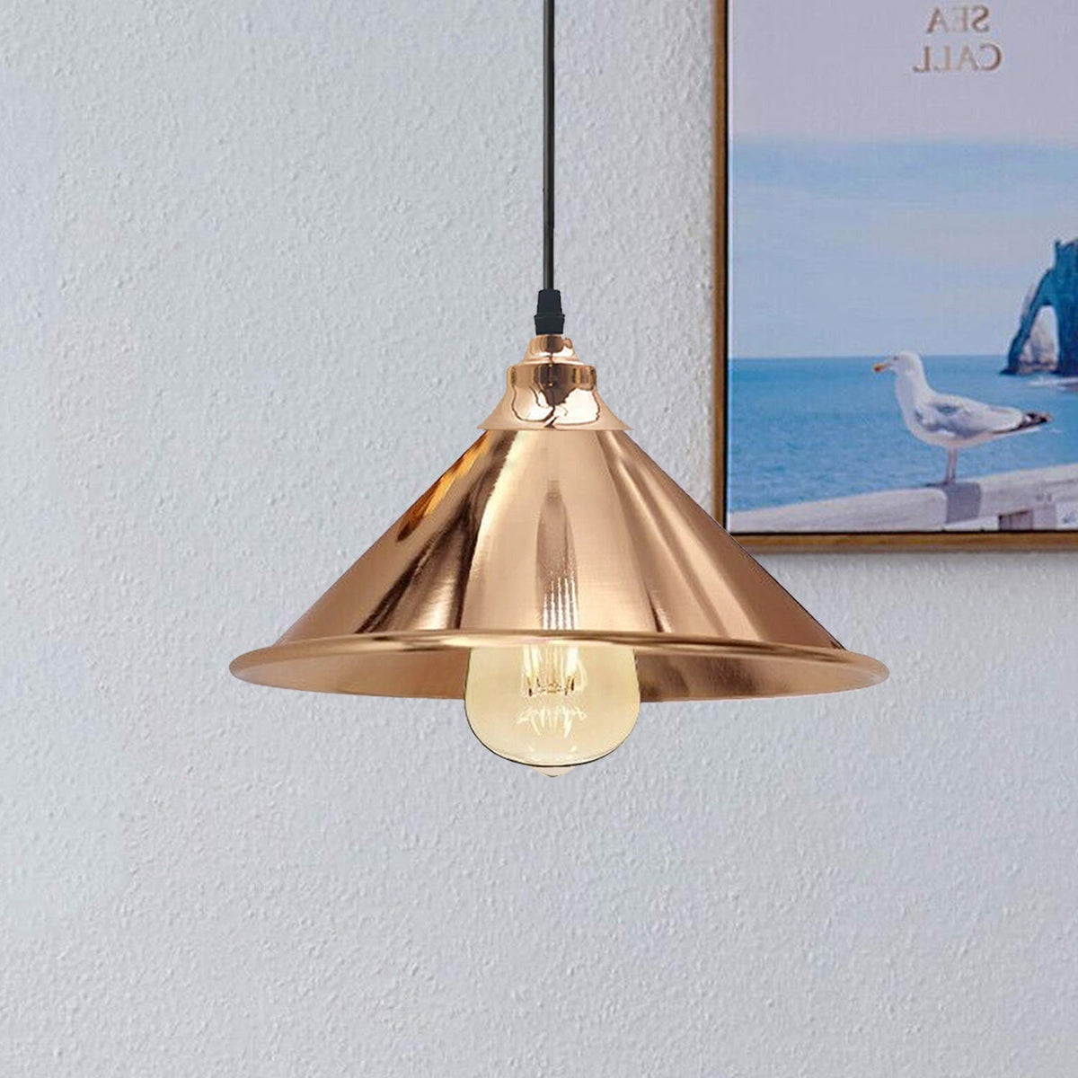 French Gold Pendant Lights Gold Ceiling Lights Metal Industrial Light Shade~1519-0