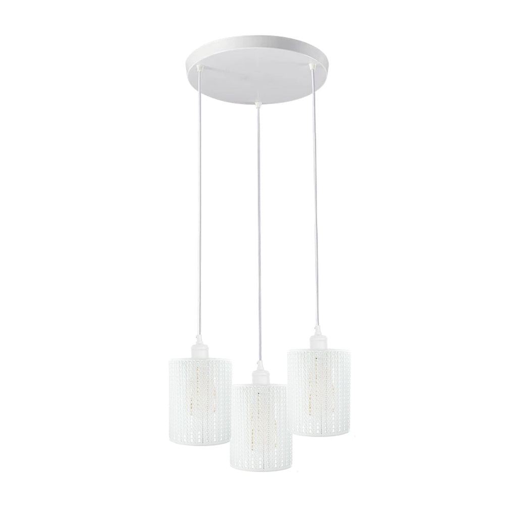 Industrial Vintage Retro 3 way Round White ceiling Pendant Cage~3984-2