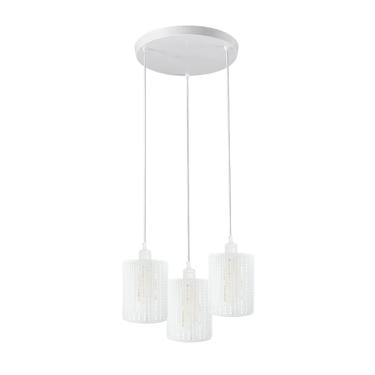Industrial Vintage Retro 3 way Round White ceiling Pendant Cage~3984-2