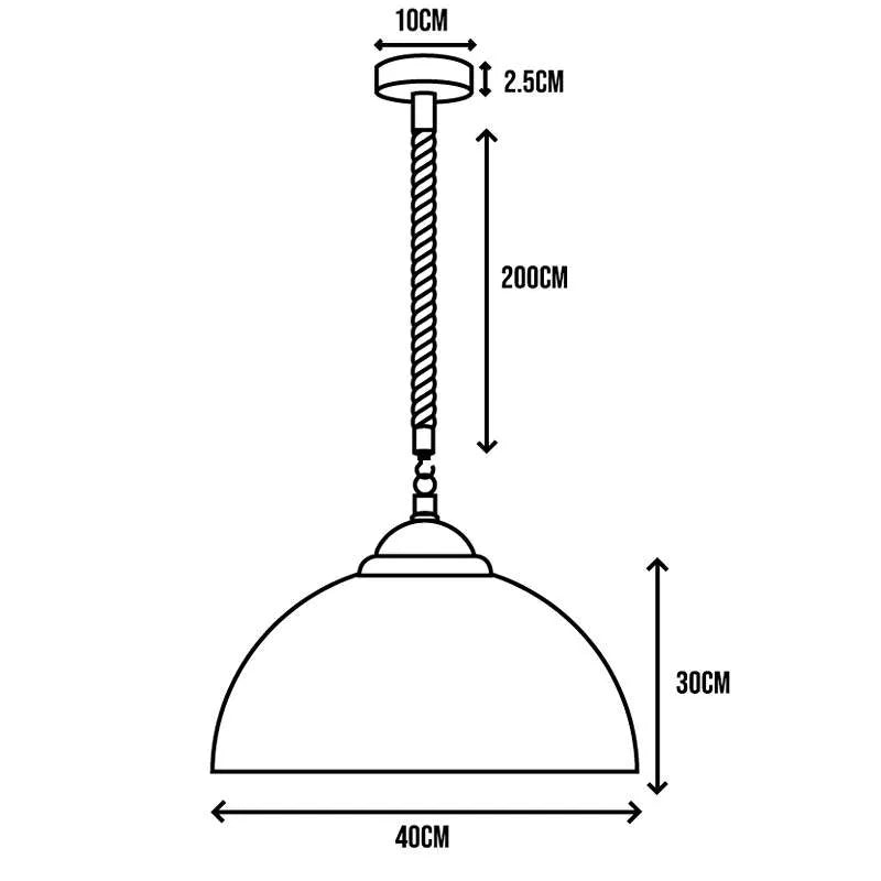 Vintage Metal Dome Hemp Pendant Light – Industrial E27 Ceiling Lamp~5043-2