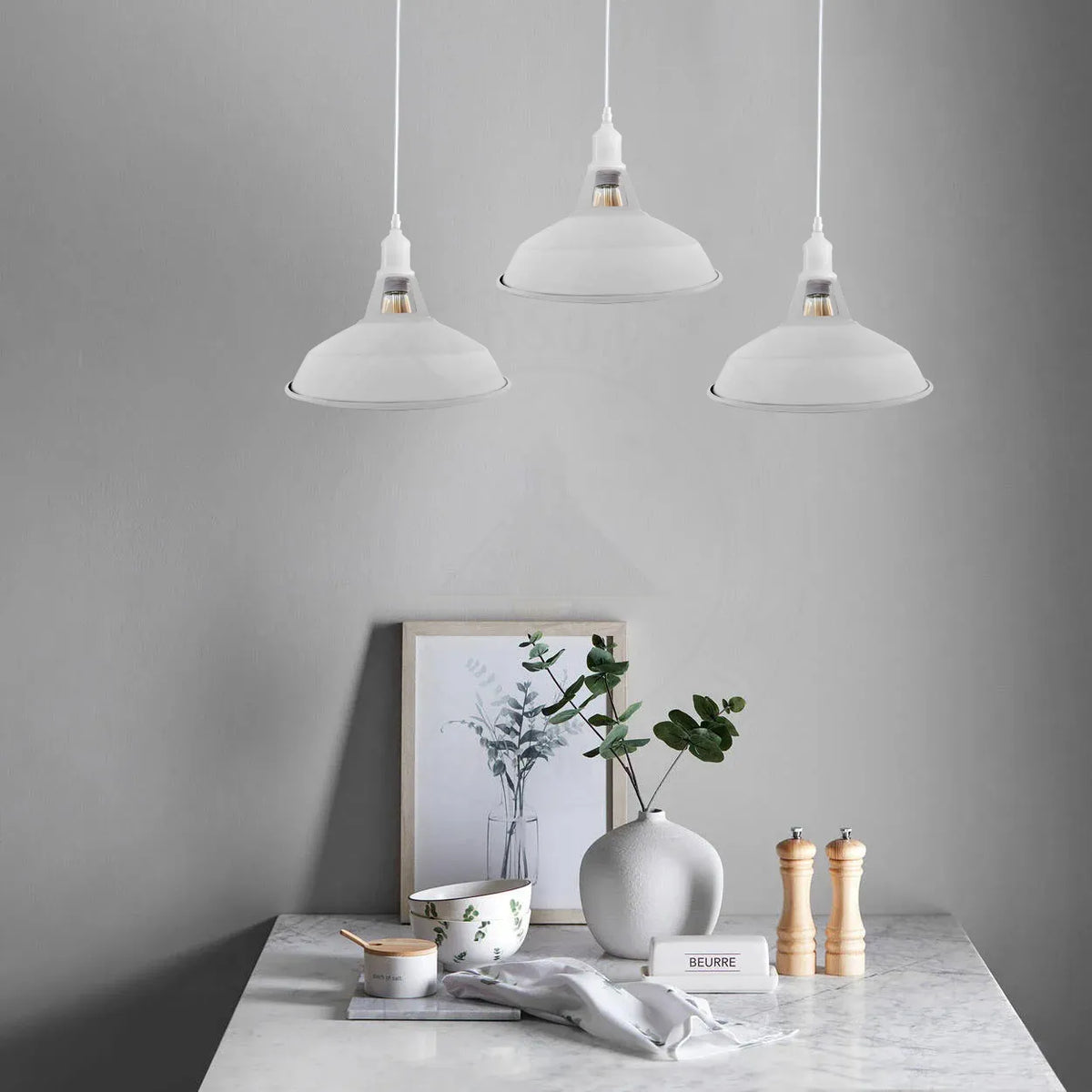 3 Way Ceiling Barn Slotted E27 Metal Pendent Light Fixture~4339-4