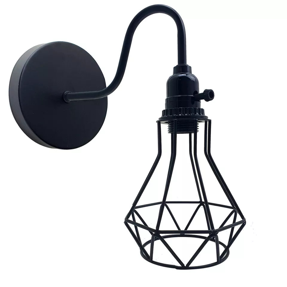 LEDSONE Industrial Vintage Wall Sconce – Geometric Metal Cage E27 Lamp ~5645-4