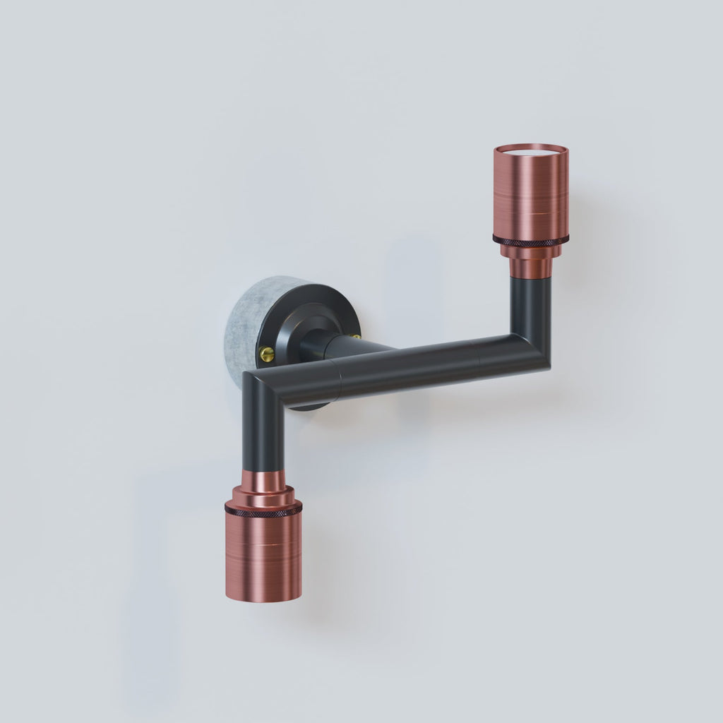 Architectural Twin Pipe Sconce E27 Conduit Wall Light Industria ~5702-5
