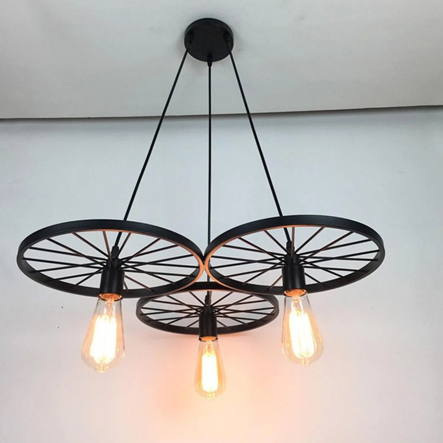 Industrial Wheel Pendant 3 Light Hanging Light ~5844-0