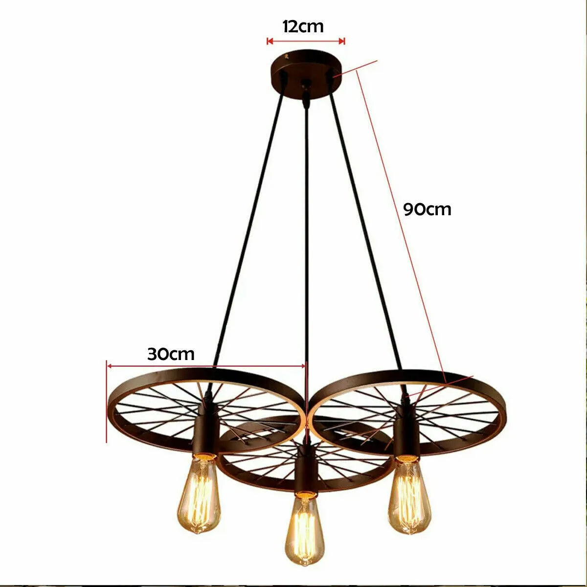 Industrial Wheel Pendant 3 Light Hanging Light ~5844-2