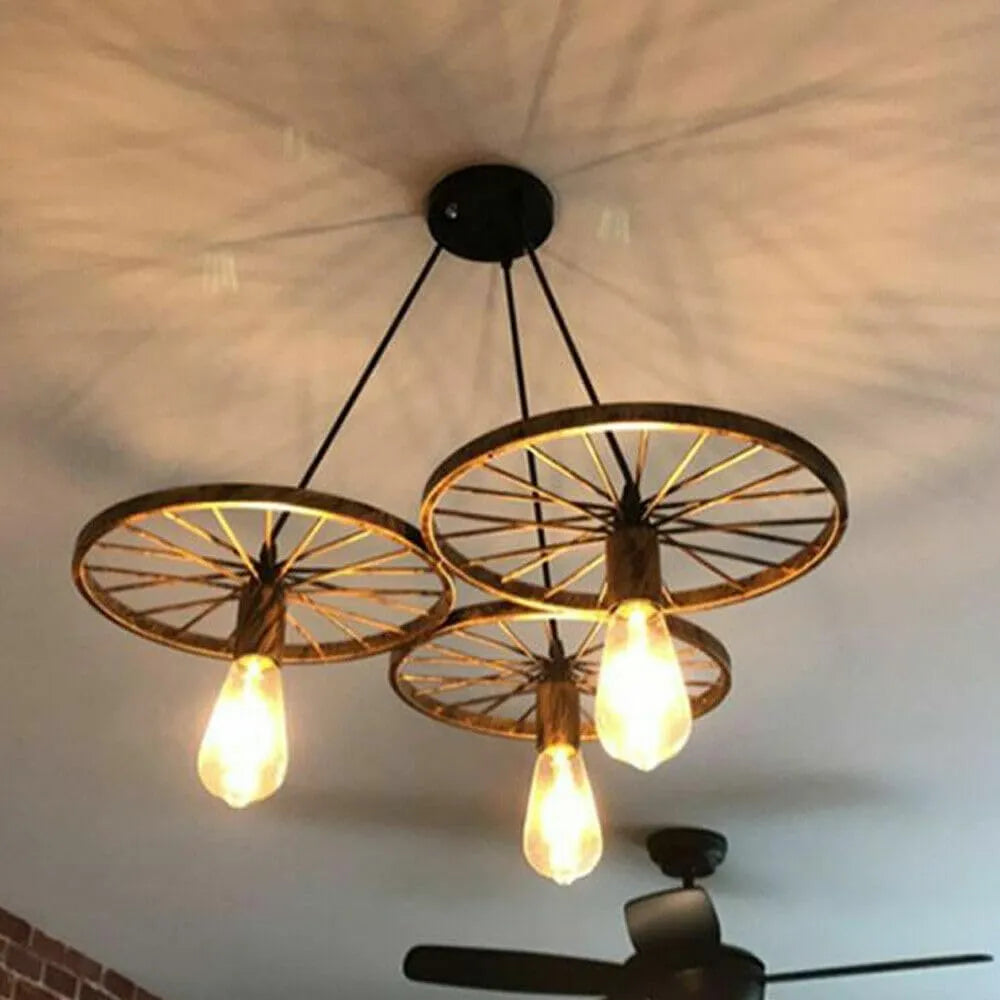 Industrial Wheel Pendant 3 Light Hanging Light ~5844-4