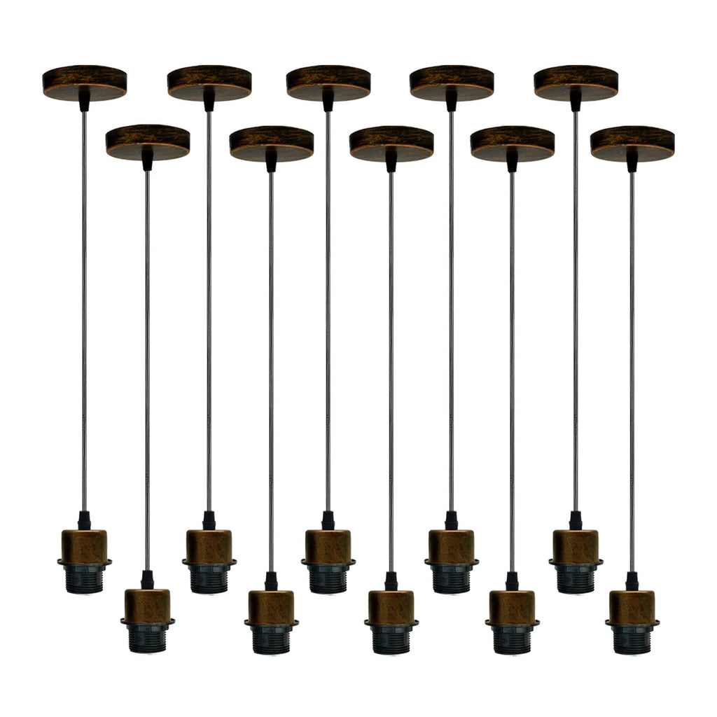 10Pack Brushed Copper Pendant Light,E27 Lamp Holder Hanging Light,PVC Cable~4254-5