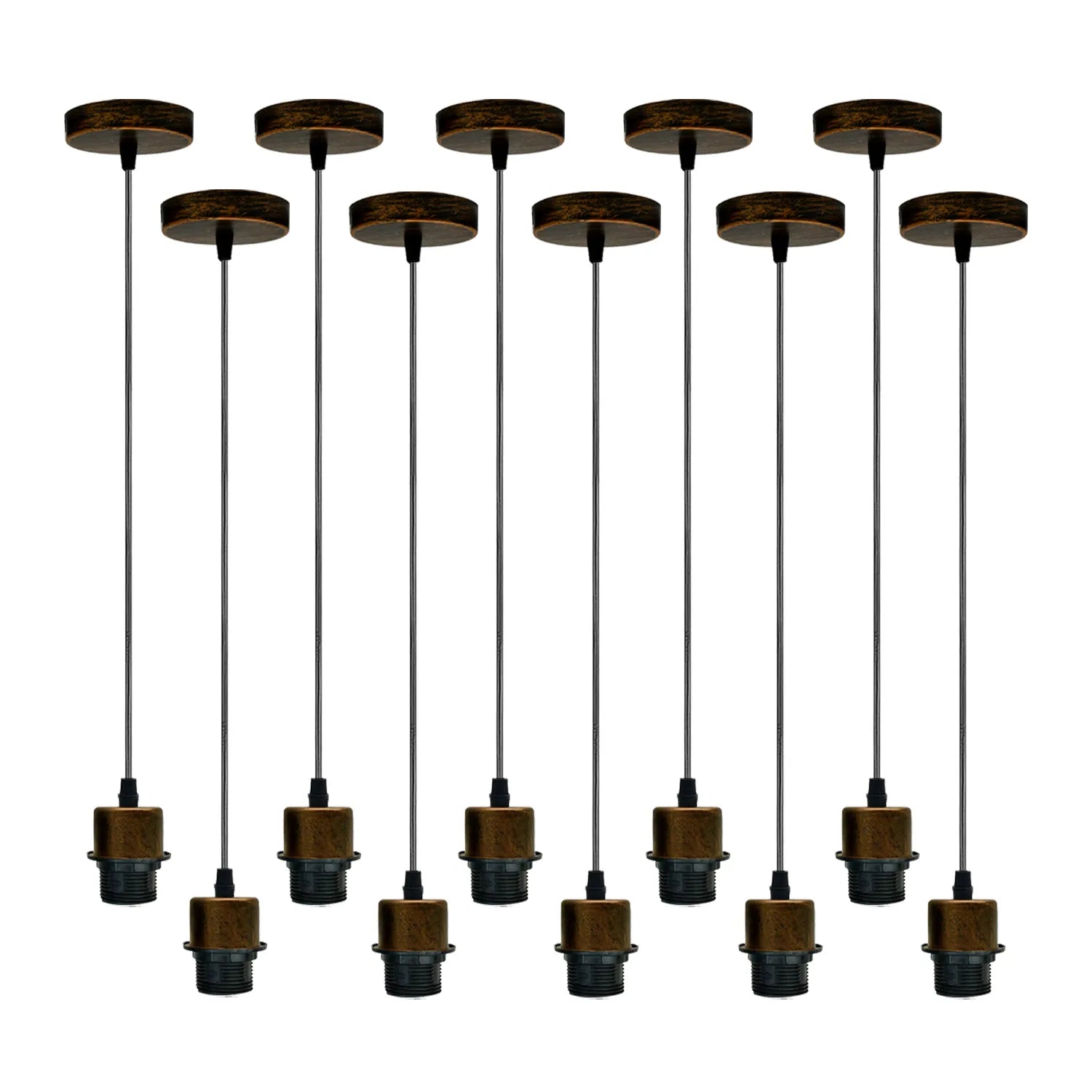 10Pack Brushed Copper Pendant Light,E27 Lamp Holder Hanging Light,PVC Cable~4254-5