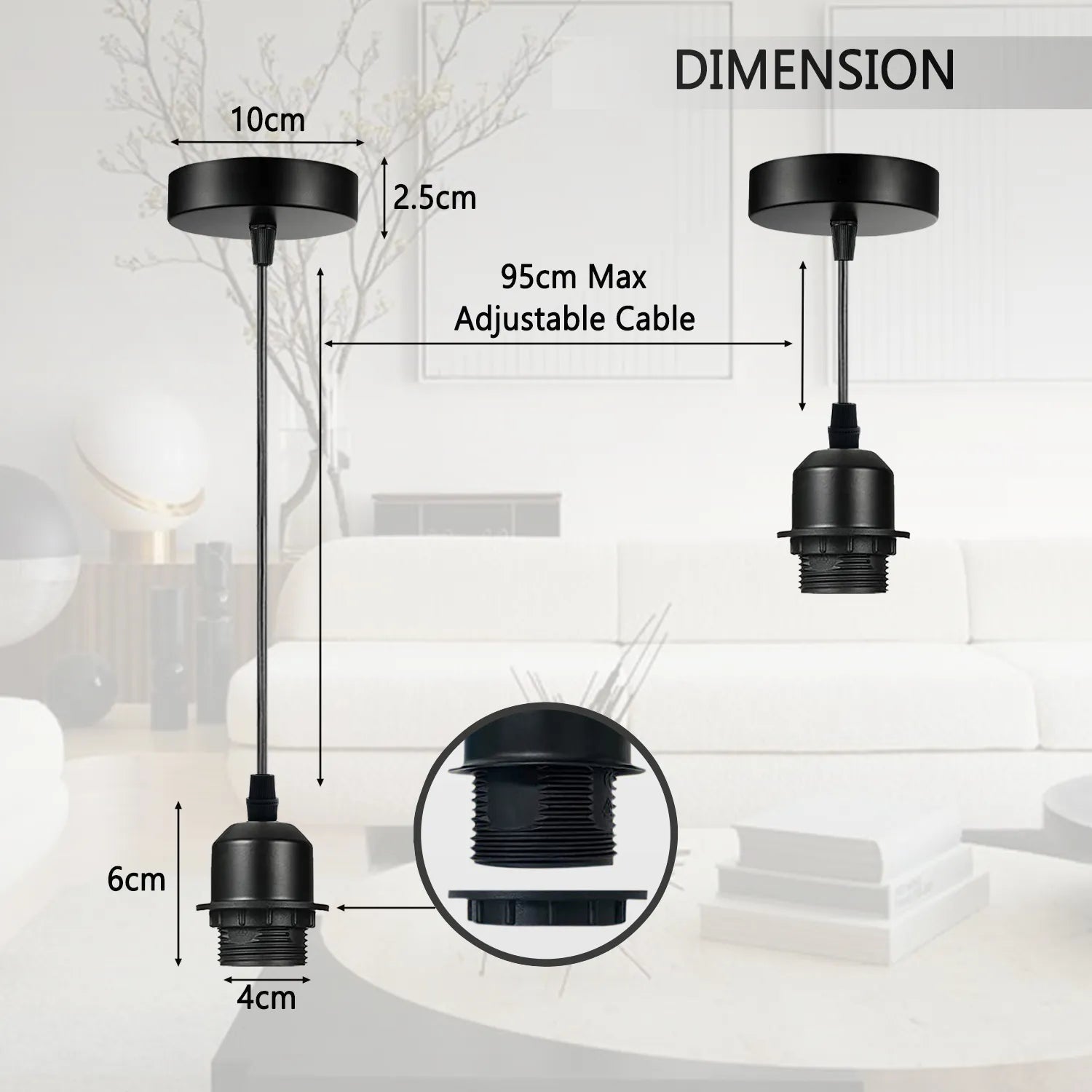 10Pack Brushed Copper Pendant Light,E27 Lamp Holder Hanging Light,PVC Cable~4254-2