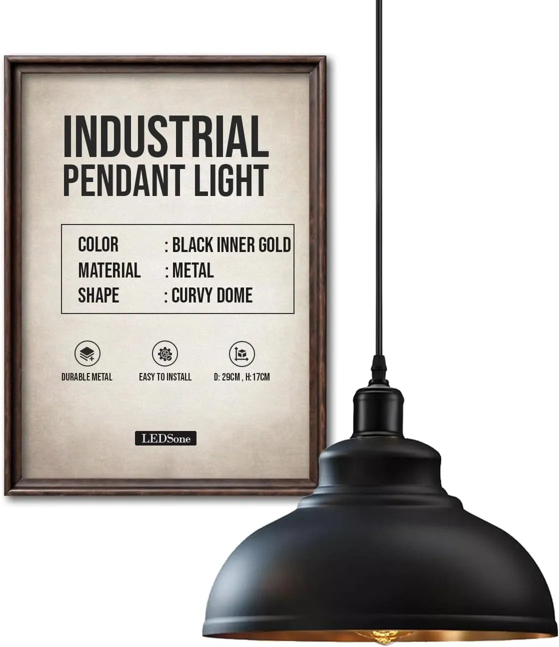 Height Adjustable Metal Pendant Light ~6151-2