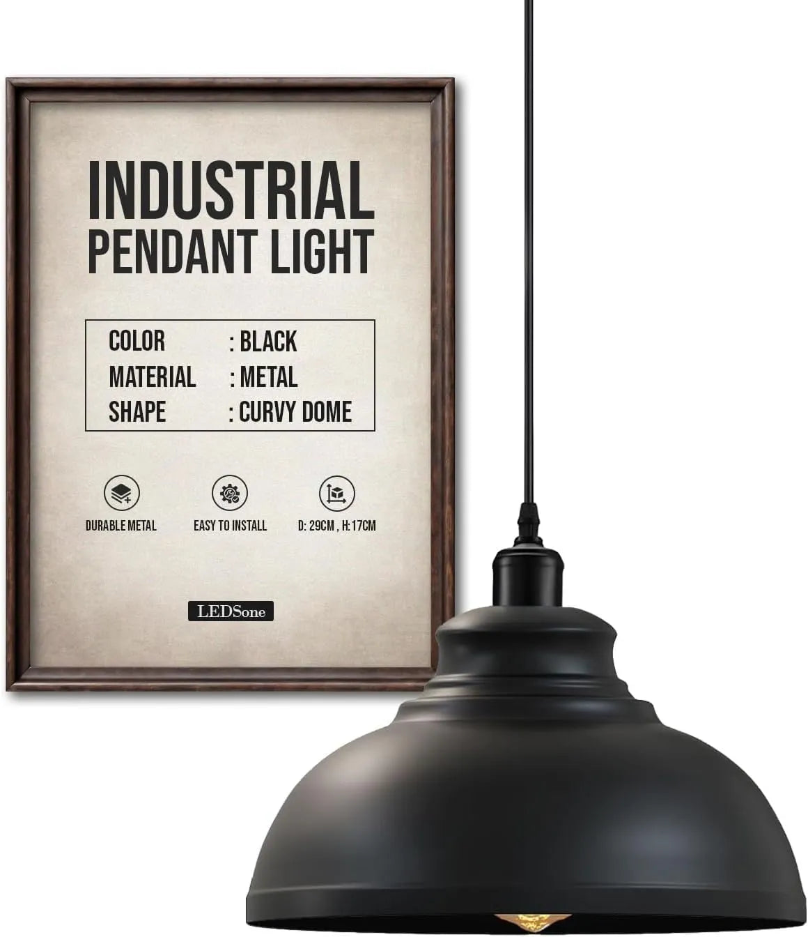 Height Adjustable Metal Pendant Light ~6151-3