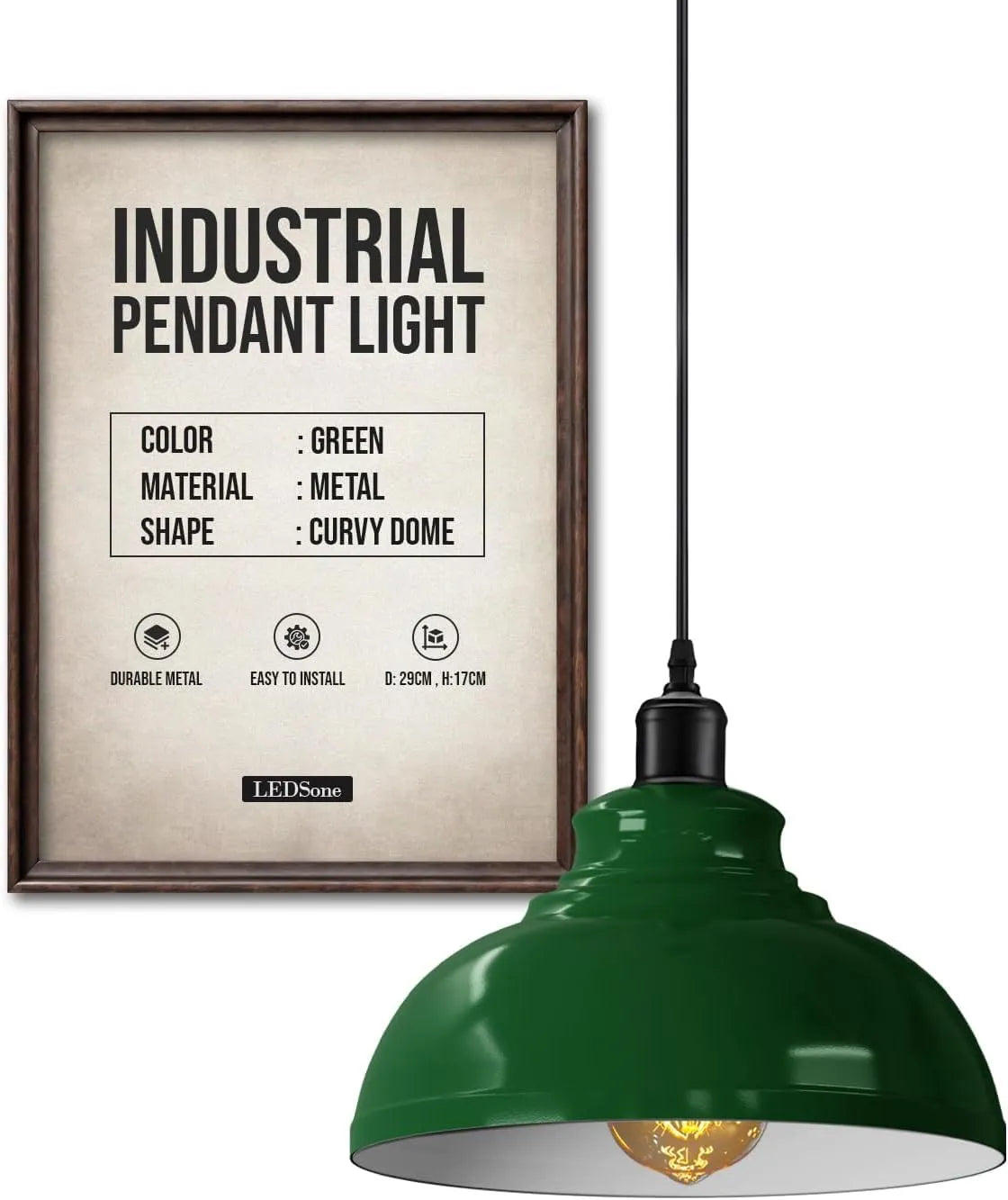 Height Adjustable Metal Pendant Light ~6151-4